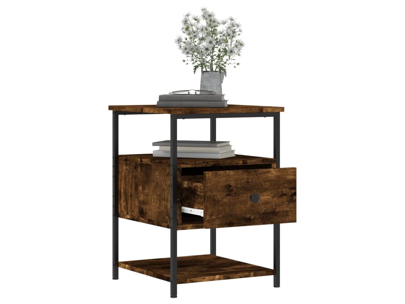  Table de chevet - cabinet de chevet - table de nuit chêne fumé 40x42x56 cm bois d'ingénierie  - Conforama C