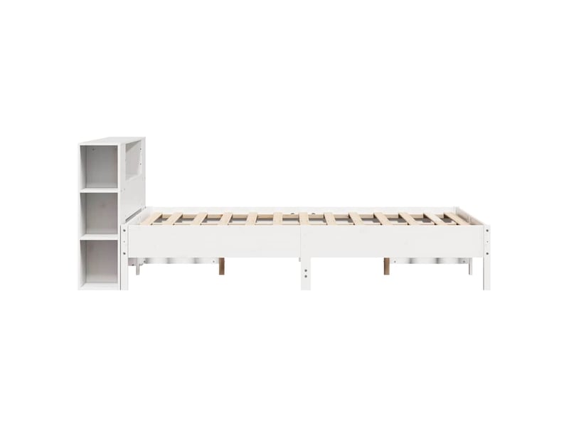 Lit double- lit adulte - lit bibliothèque sans matelas blanc 135x190 cm bois pin massif - Conforama D