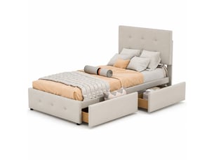 Lit avec rangement 90x200 cm coloris beige