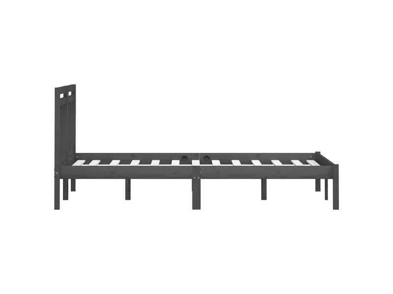 Lit double- lit adulte - cadre de lit sans matelas gris bois massif 200x200 cm - Conforama D