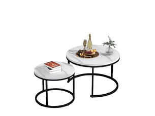 Table basse rond(e) coloris blanc BEAOK  - 71 cmx46 cm