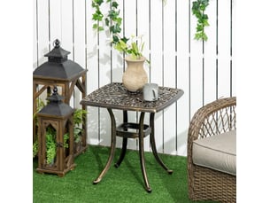 Table d'appoint de terrasse avec trou pour parasol 54x54x52,5 cm métal bronze