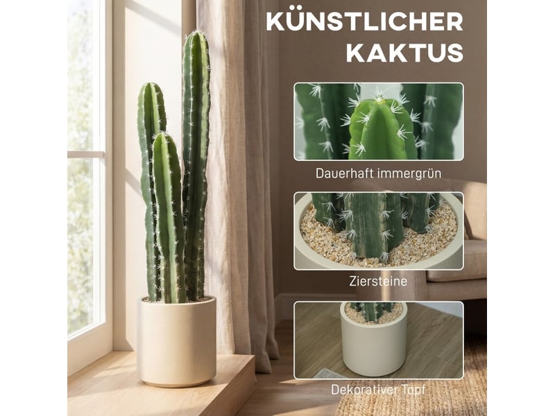  Plante artificielle cactus 95 cm avec pot décoratif vert  - Conforama D