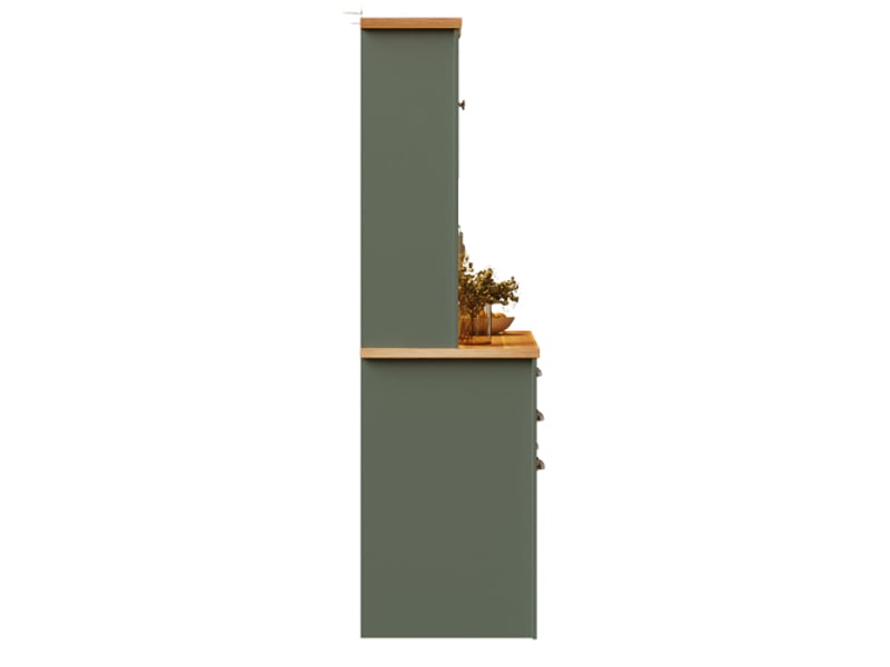  Armoire cuisine led 120x45x188 cm avec portes vitrées, cave à vin, étagères réglables, vert  - Conforama E