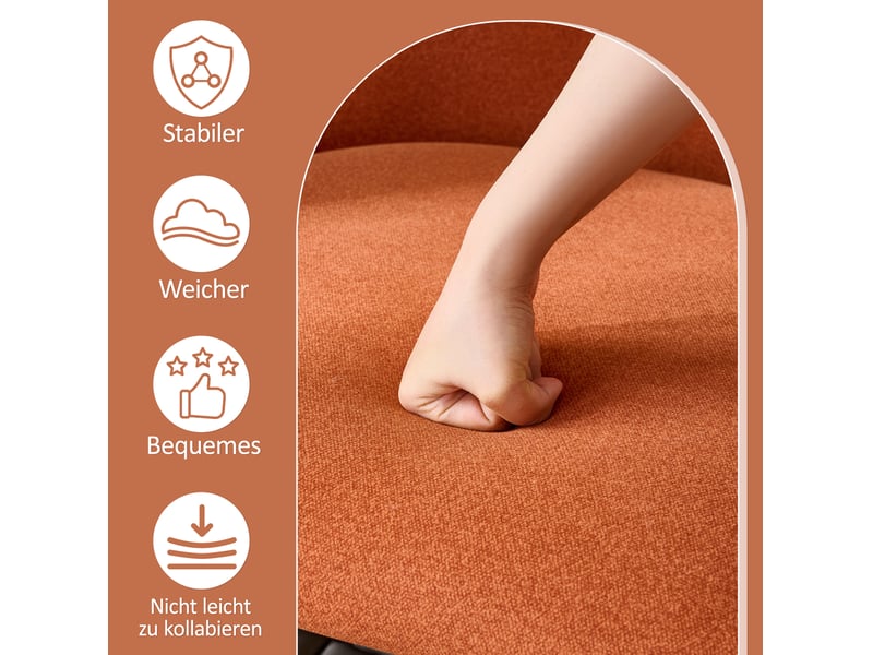  Fauteuil lounge 66x55x76 cm, style requin-baleine, niche intégrée, en bois, tissu anti-rayures, couleur rouge brique  - Conforama E