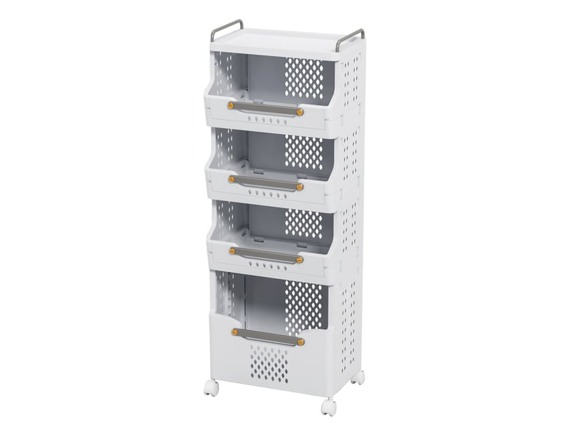  Desserte de rangement 4 niveaux 40,9x30x110 cm à roulettes coloris crème gris  - Conforama A