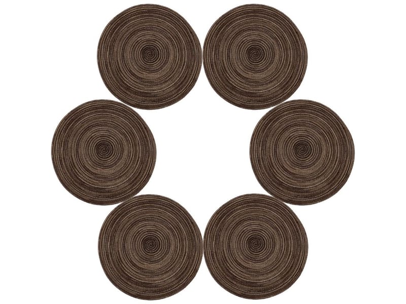  Sunxury – sets de table lot de 6 – tressé en polypropylène et coton – résistant à la chaleur jusqu'à 70℃ – antidérapant 35x35cm – brun  - Conforama D