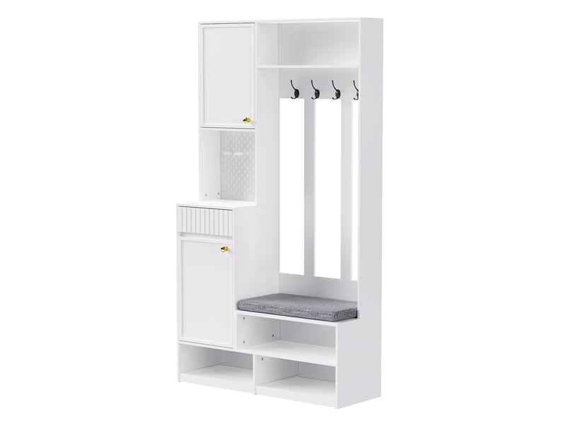Portemanteau avec banc et rangement 100 x 35 x 180 cm en mdf blanc - Conforama R