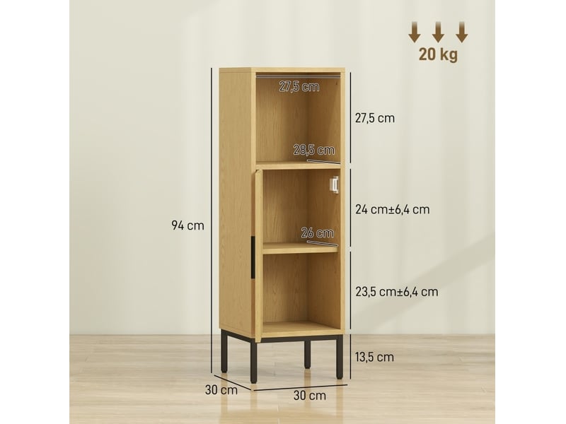  Meuble de salle de bains 30x30x94 cm avec tablette réglable bois naturel  - Conforama E