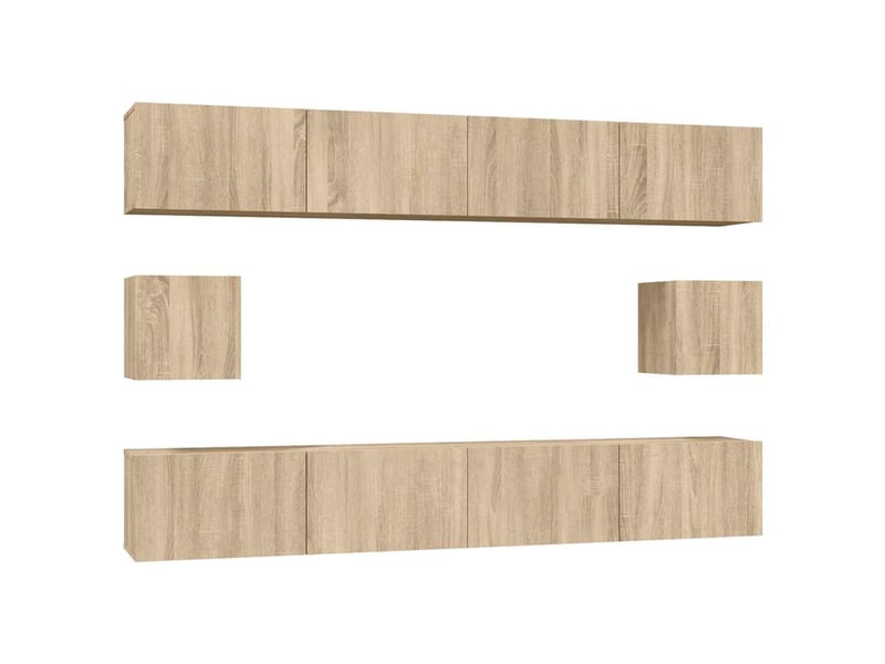  Ensemble de meubles tv - banc tv - meuble de rangement 6 pcs chêne sonoma bois d'ingénierie  - Conforama A