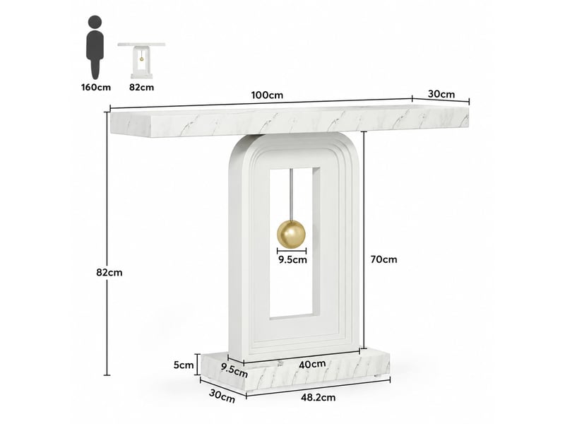  Table console étroite 100 x 30 x 82 cm blanche en mdf, pour entrée, salon et présentation de plantes  - Conforama C