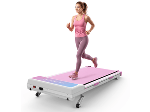 Tapis de marche inclinable 118,5 x 51 cm – rose et blanc – bluetooth, télécommande, charge maximale 150 kg