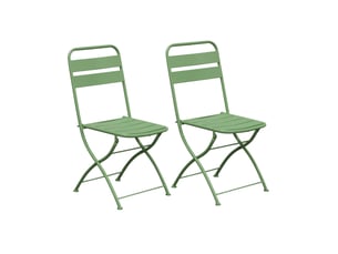 Lot de 2 chaises de jardin pliables en métal vert - baca
