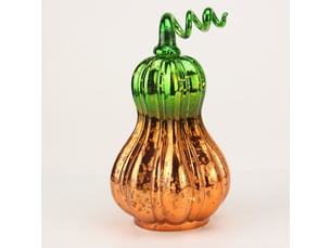 Lot de 1 lampes citrouille led en verre, couleur dorée, fonctionnant sur piles, décoration halloween pour la maison, vert