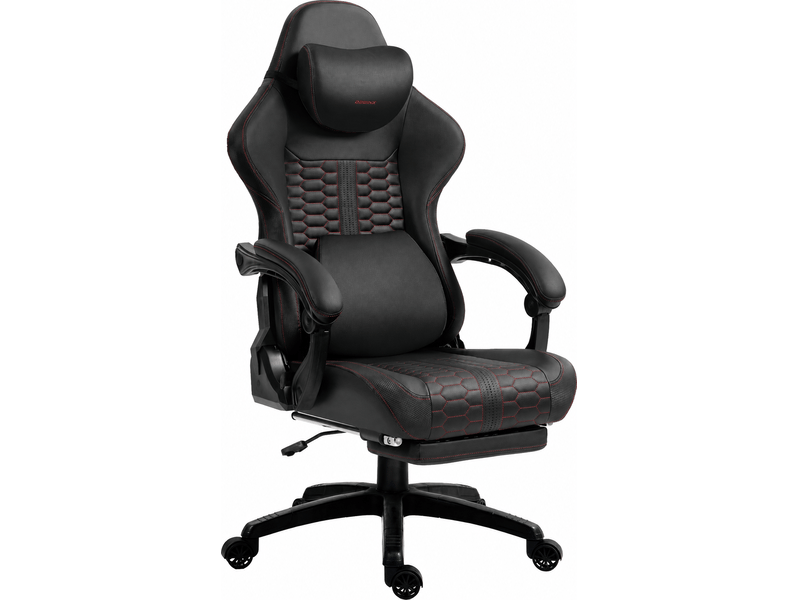  Fauteuil gaming big &amp; tall – similicuir pu – repose-pieds – charge maximale 180 kg – noir  - Conforama A