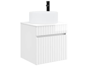 Meuble de lavabo mural, rangement salle de bain blanc brillant 49x44.5x65.5 cm