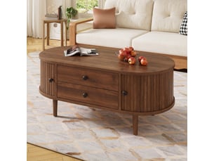 Table basse ovale coloris bois foncé <strong></strong> <strong></strong> - 50 cmx100 cm