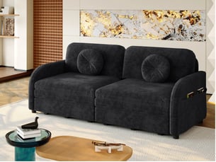 Canapé droit convertible BGSRYAO 2 places Tissu noir