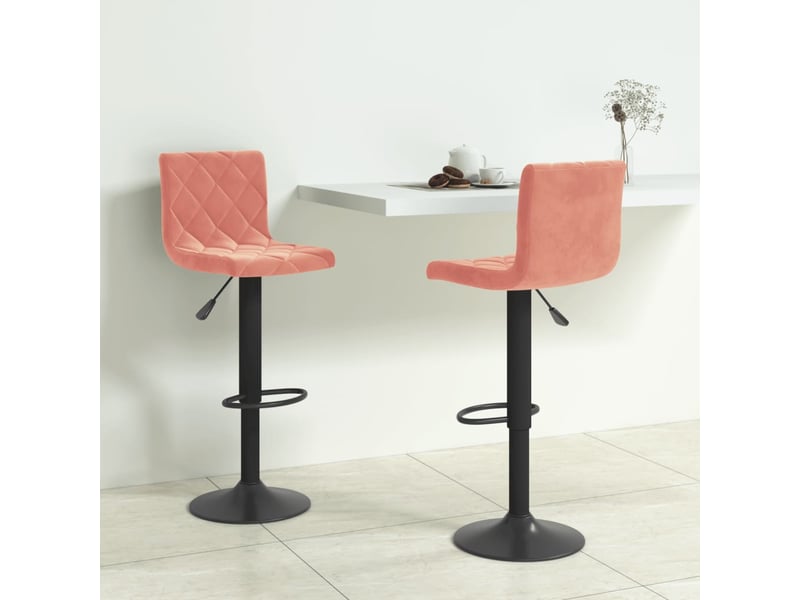  Lot de 2 tabouret de bar, chaise de bar rose velours shl97047  - Conforama B