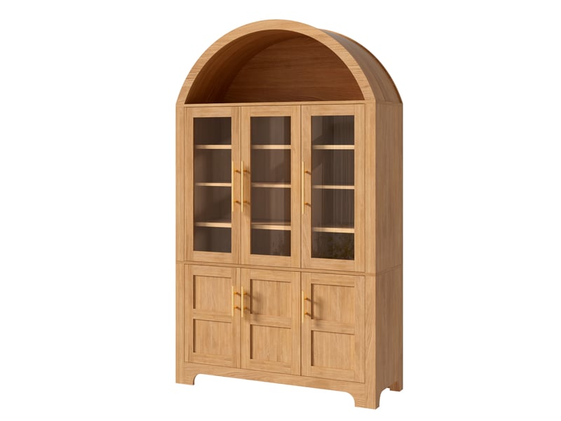  Buffet vitrine,110x40x185 cm,avec rangement,mdf et panneaux de particules,coloris naturel  - Conforama C