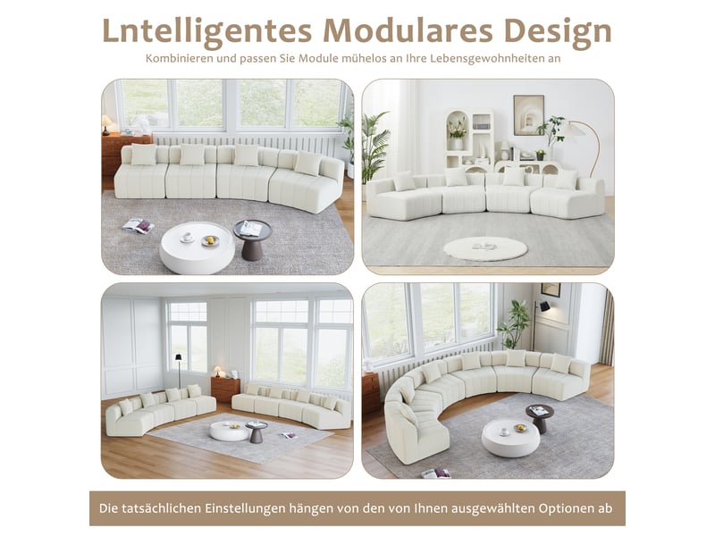  Canapé 6 places, canapé de salon, en chenille, forme incurvée, pour salon, chambre, mobilier pour espace de vie, bureau  - Conforama C