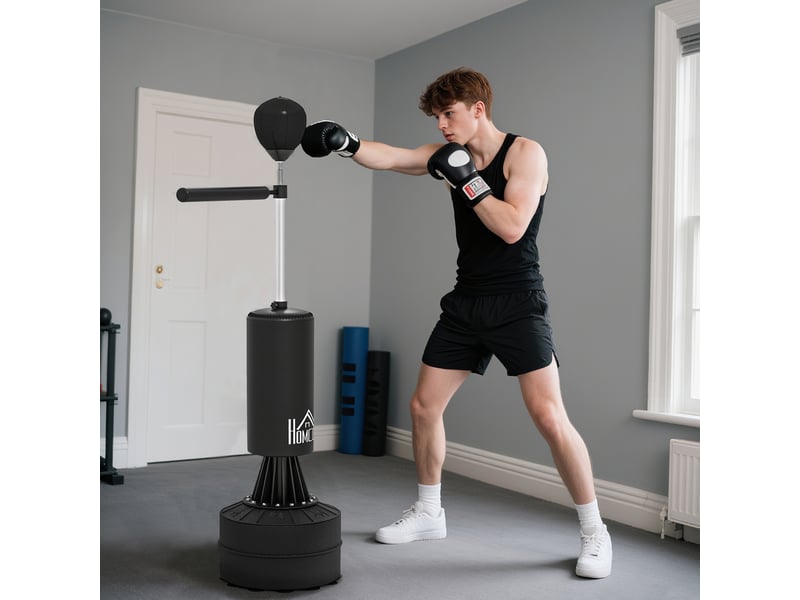  Sac de frappe autoportant avec speed ball et barre rotative à 360° 88 x 48 x 155-205 cm noir  - Conforama D