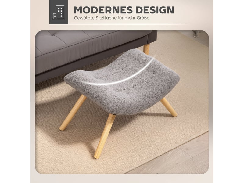 Tabouret, repose-pieds en tissu polaire berbère, tabouret rembourré capacité de charge jusqu'à 120 kg, pour salon, chambre, 67 x 45 x 38 cm, gris 838-482V00LG - Conforama C