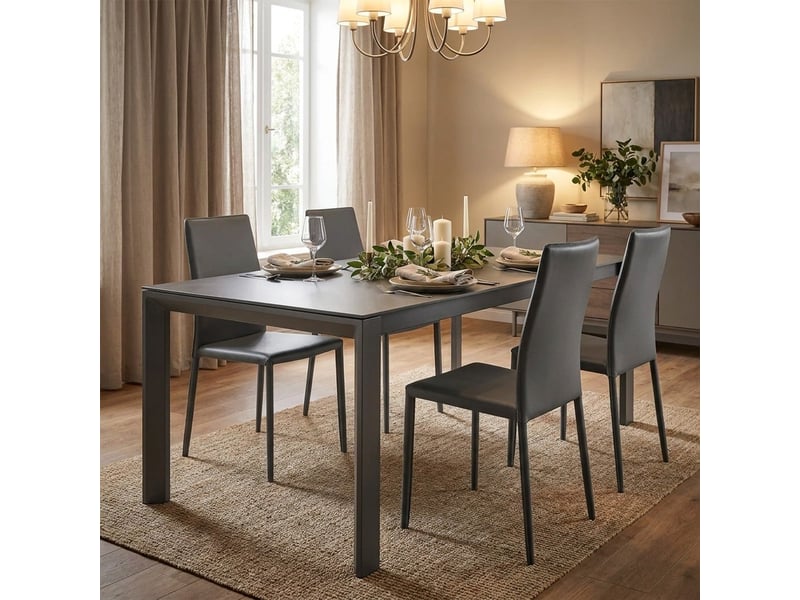  Lot de 4 chaises empilables rembourrées en simili cuir luma - gris  - Conforama B