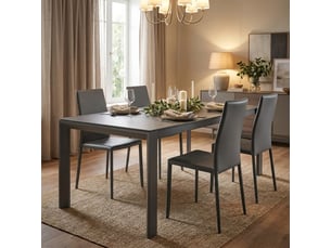 Lot de 4 chaises empilables rembourrées en simili cuir luma - gris