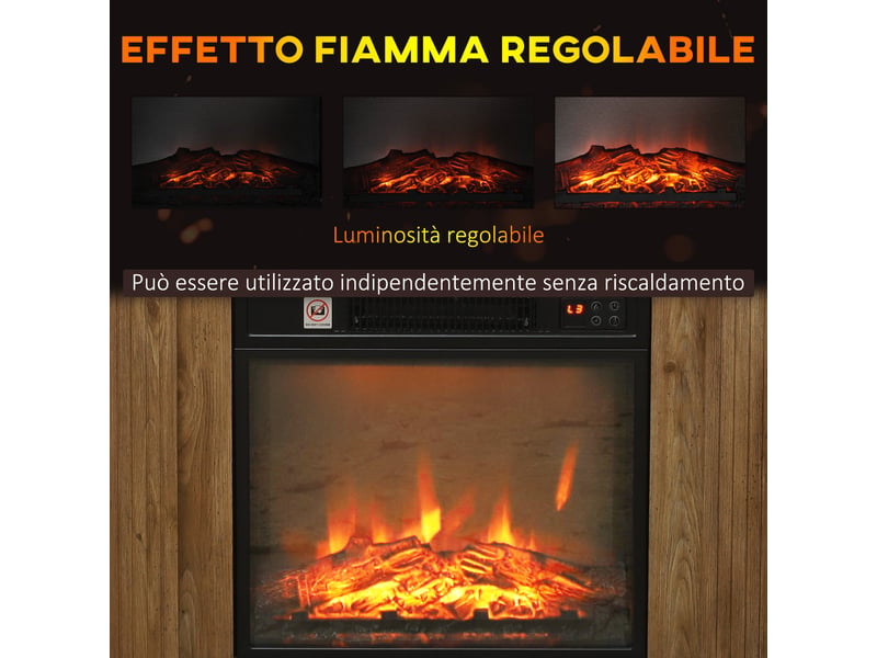  Cheminée électrique 1800 w avec flamme 3d, minuterie et télécommande, en bois, métal et verre, 81,5 x 30 x 76,2 cm, marron  - Conforama D