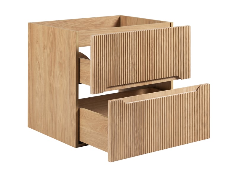 Ensemble salle de bain avec panier à linge et plan novo l.160 cm effet chêne hikora - Conforama D