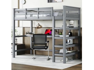 Lit mezzanine 90x200 cm <strong>MODENUIT </strong> <strong></strong> coloris gris