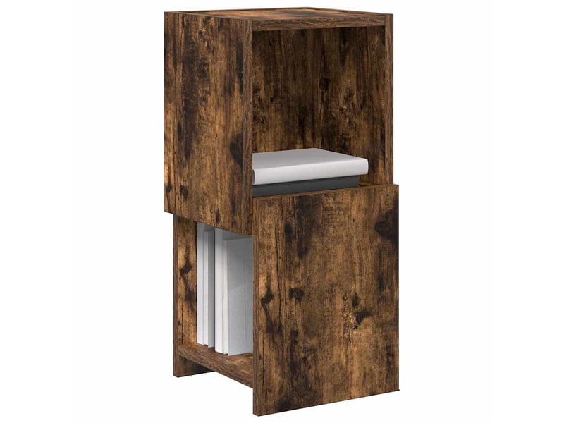  Meuble d'angle, meuble de rangement salon 25,5x25x55cm bois d'ingénierie chêne fumé  - Conforama C