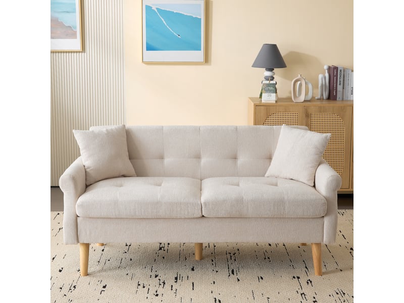  Canapé 2 places tissu chenille moderne canapé double compact avec coussins épais pour petit salon et appartement  - Conforama B