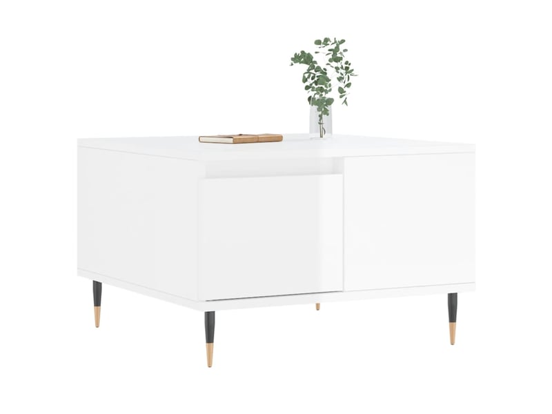  Table basse | table d'appoint salon blanc brillant 55x55x36,5 cm bois d'ingénierie  - Conforama C