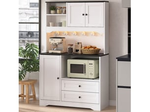 Buffet de cuisine haut 100x40x163 cm avec led et prises coloris blanc