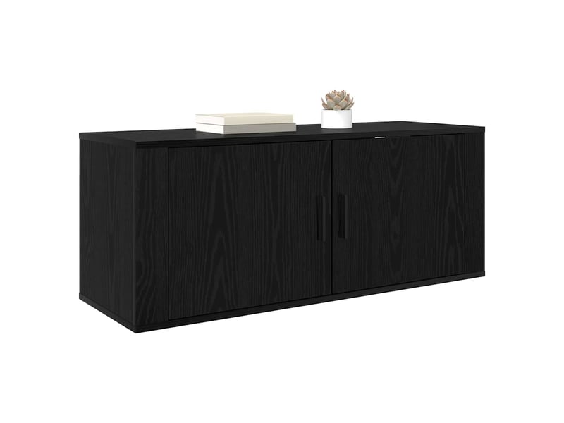 Meuble tv - banc tv - meuble de rangement mural 100 x 34,5 x 40 cm chêne noir bois d'ingénierie  - Conforama C