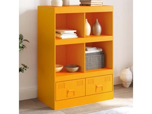 Buffet - bahut - meuble de rangement jaune moutarde 67x39x95 cm acier