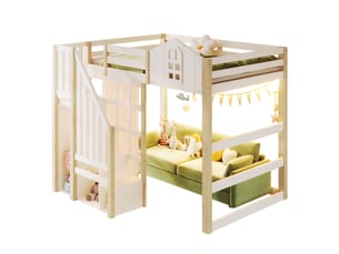 Lit mezzanine 140x200 cm <strong>OKWISH</strong>  <strong></strong> coloris blanc