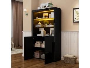 Vitrine coloris noir 2 étagère(s) <strong></strong> <strong></strong> - 100 cmx170 cm