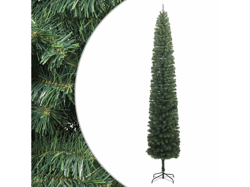  Sapin de noël - arbre de noël mince avec support 210 cm pvc  - Conforama B
