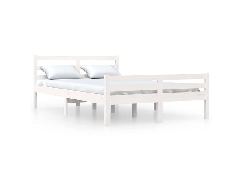  Lit double- lit adulte -  cadre de lit sans matelas blanc bois massif 135x190 cm  - Conforama A