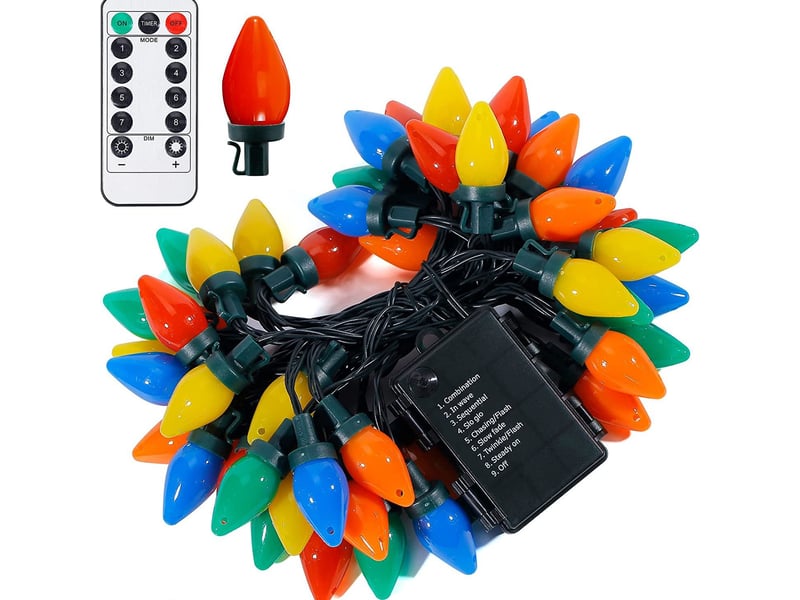 Guirlande lumineuse de noël led 10 m 40 led, 8 modes avec télécommande, fonctionnement à piles - Conforama A