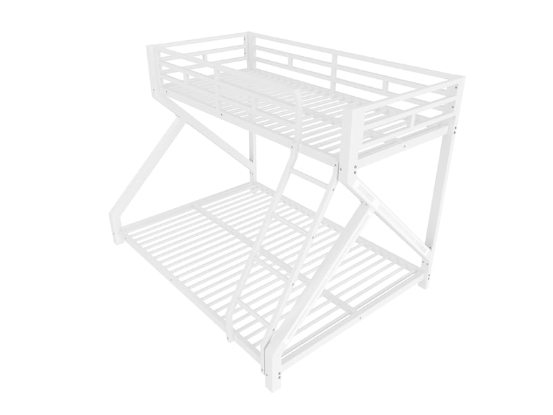Lit superposé 90 x 200 et 140 x 200 cm avec led, échelle et barrières, métal, blanc C-CRAFTLINK - Conforama A