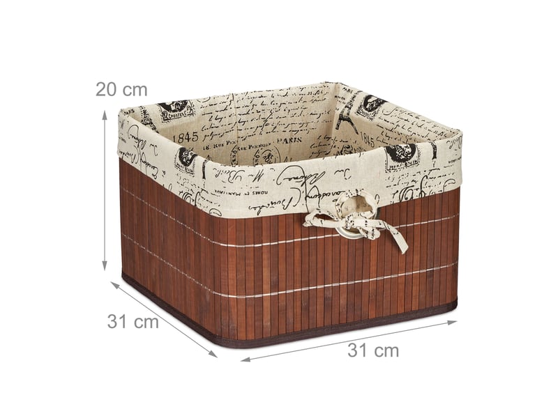  Panier de rangement polyvalent élégant pour salon chambre salle de bain 20 x 31 x 31 cm en bambou marron 13_0012220  - Conforama B