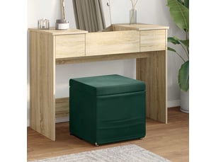Tabouret bas, ottoman vert foncé 41x41x40 cm velours et bois composite