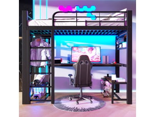 Lit mezzanine 90x200 cm <strong>MODENUIT </strong>  <strong></strong> coloris noir