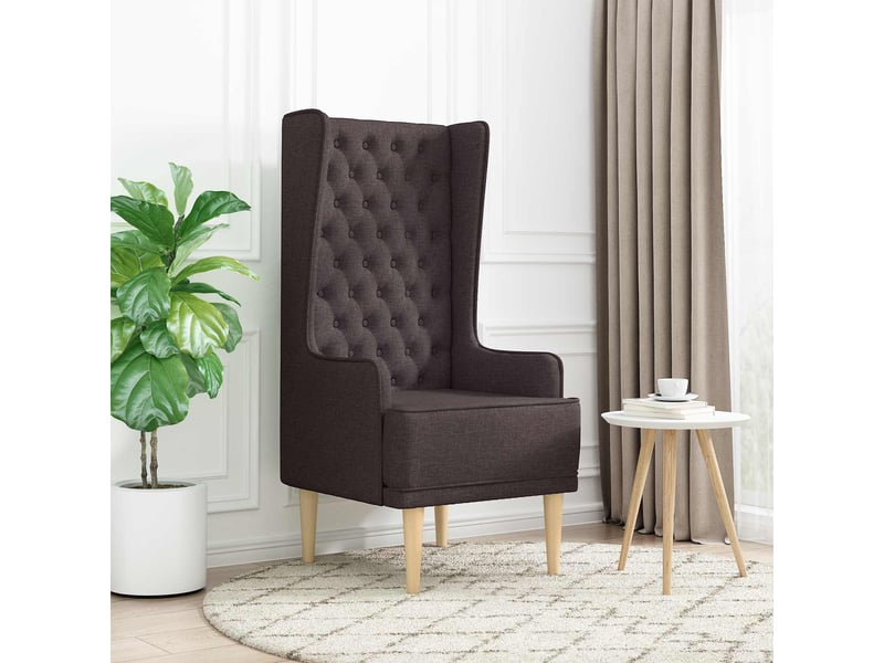  Vidaxl chaise à dossier haut avec boutons capitonnés marron foncé  - Conforama B