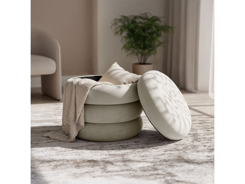  Tabouret en velours avec rangement 42 cm snuggo crème SNUGGO - Conforama D