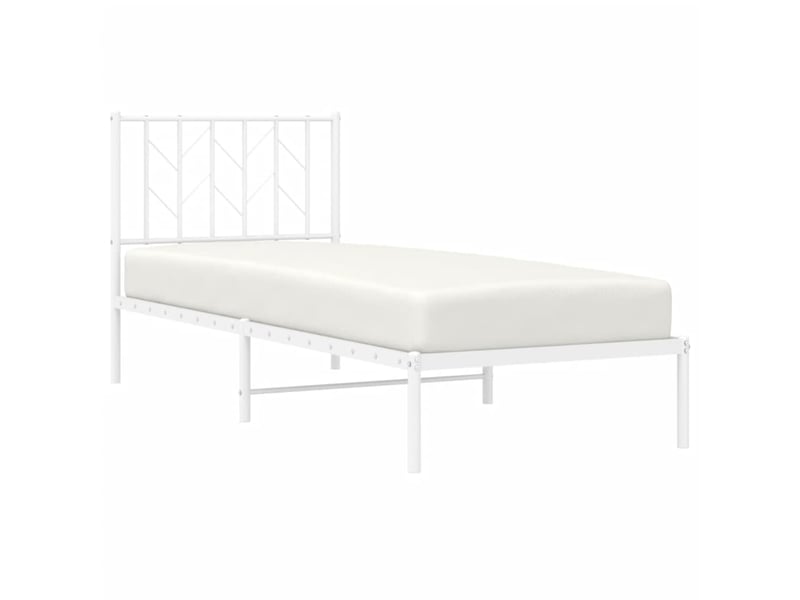  Lit simple- lit adulte -  cadre de lit métal sans matelas avec tête de lit blanc 80x200cm  - Conforama B